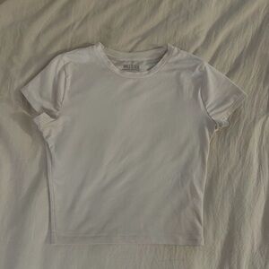 Hollister Soft Stretch Seamless Fabric Crew Baby Tee white